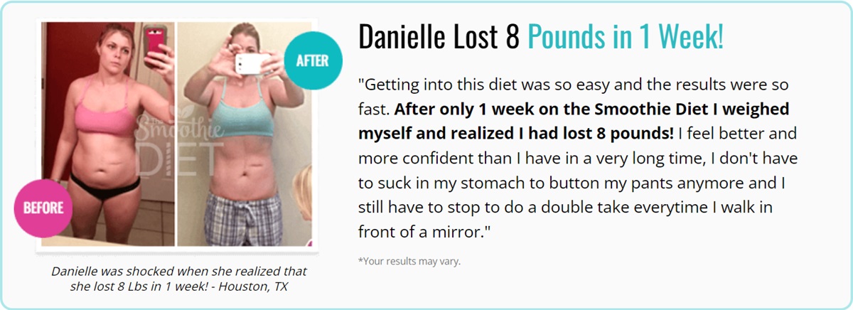 User Reviews Of The Smoothie Diet Danielle Lost 8 Pounds in 1 Week